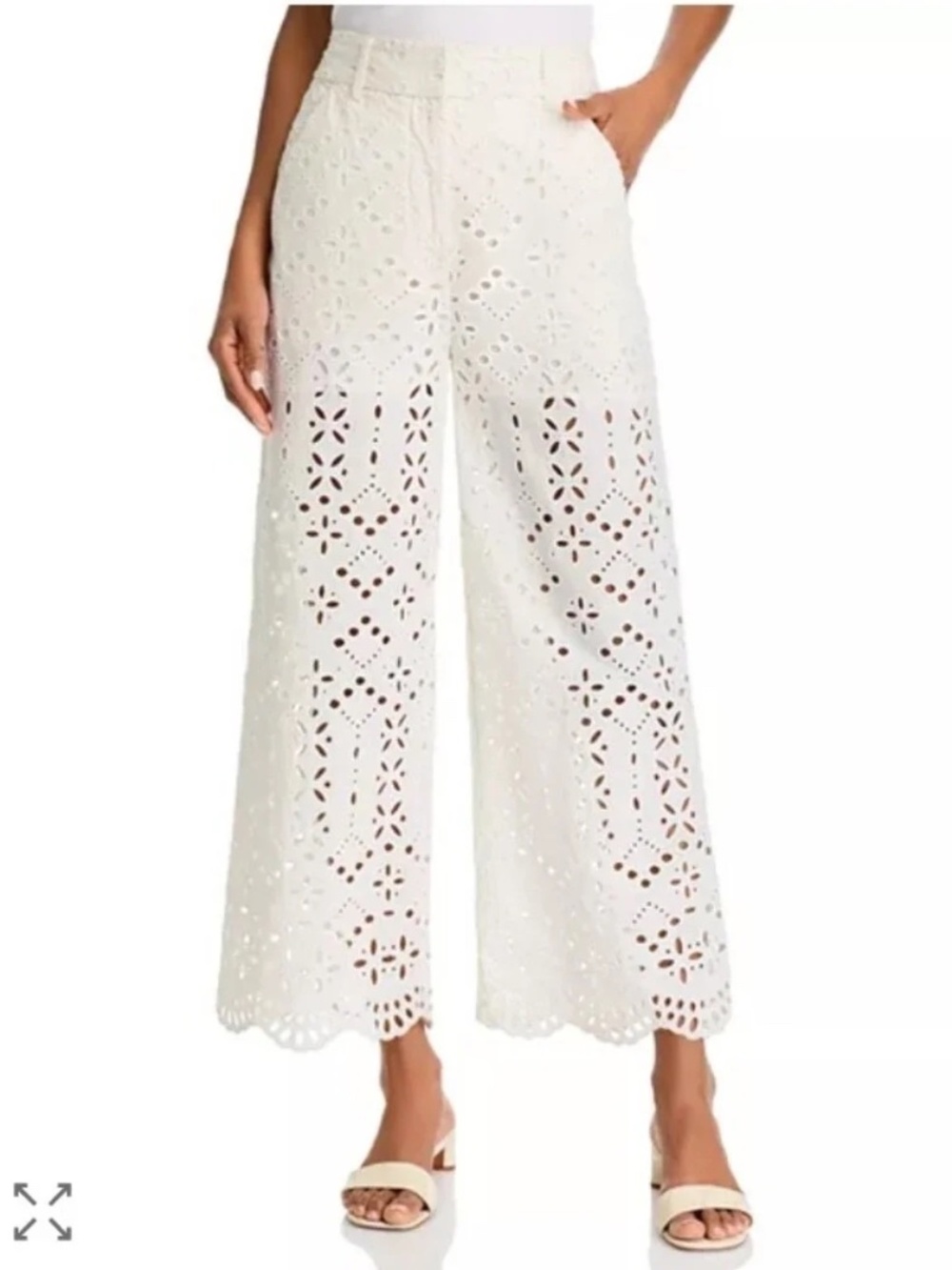 Veronica Beard Kemper Eyelet Pants In White Size 8